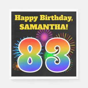 Fun Fireworks + Rainbow Pattern "83" Birthday # Servet