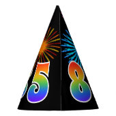 Fun Fireworks + Rainbow Pattern "85" Birthday # Feesthoedjes (Achterkant)