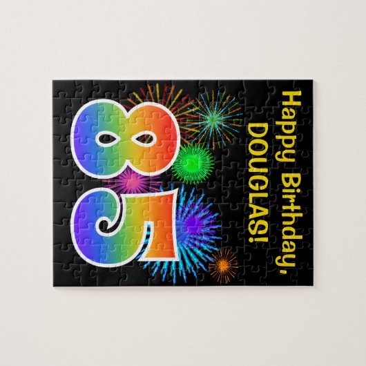 Fun Fireworks + Rainbow Pattern "85" Birthday # Legpuzzel (Horizontaal)