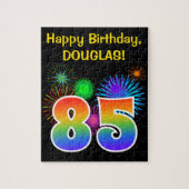 Fun Fireworks + Rainbow Pattern "85" Birthday # Legpuzzel (Verticaal)