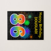 Fun Fireworks + Rainbow Pattern "86" Birthday # Legpuzzel (Horizontaal)