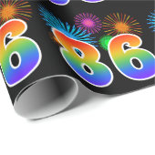 Fun Fireworks + Rainbow Pattern "86" Event Number Cadeaupapier (Rol Hoek)