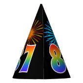 Fun Fireworks + Rainbow Pattern "87" Birthday # Feesthoedjes (Achterkant)
