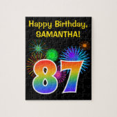 Fun Fireworks + Rainbow Pattern "87" Birthday # Legpuzzel (Verticaal)