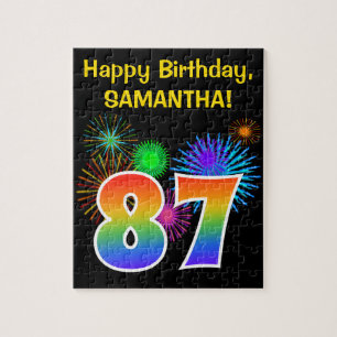 Fun Fireworks + Rainbow Pattern "87" Birthday # Legpuzzel