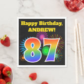 Fun Fireworks + Rainbow Pattern "87" Birthday # Servet (Insitu)