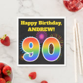 Fun Fireworks + Rainbow Pattern "90" Birthday # Servet (Insitu)