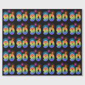 Fun Fireworks + Rainbow Pattern "90" Event Number Cadeaupapier (Vlak)