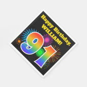 Fun Fireworks + Rainbow Pattern "91" Birthday # Servet (Hoek)