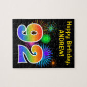 Fun Fireworks + Rainbow Pattern "92" Birthday # Legpuzzel (Horizontaal)