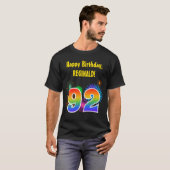 Fun Fireworks + Rainbow Pattern "92" Birthday # T-shirt (Voorkant volledig)