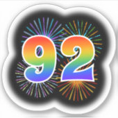 Fun Fireworks + Rainbow Pattern "92" Event # Sticker (Voorkant)