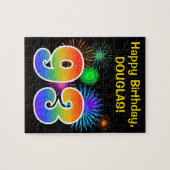 Fun Fireworks + Rainbow Pattern "93" Birthday # Legpuzzel (Horizontaal)