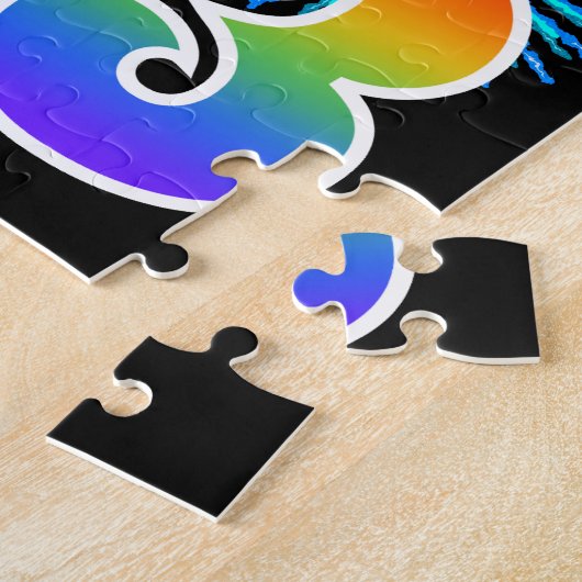 Fun Fireworks + Rainbow Pattern "93" Birthday # Legpuzzel (Zijkant)