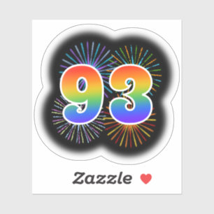 Fun Fireworks + Rainbow Pattern "93" Event # Sticker