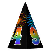 Fun Fireworks + Rainbow Pattern "94" Birthday # Feesthoedjes (Achterkant)