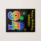 Fun Fireworks + Rainbow Pattern "94" Birthday # Legpuzzel (Horizontaal)