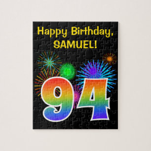Fun Fireworks + Rainbow Pattern "94" Birthday # Legpuzzel
