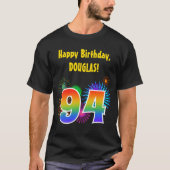 Fun Fireworks + Rainbow Pattern "94" Birthday # T-shirt (Voorkant)