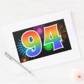 Fun Fireworks + Rainbow Pattern "94" Event Number Rechthoekige Sticker (Envelop)