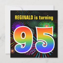 Fun Fireworks + Rainbow Pattern "95" Birthday # Kaart