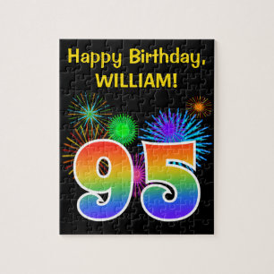 Fun Fireworks + Rainbow Pattern "95" Birthday # Legpuzzel