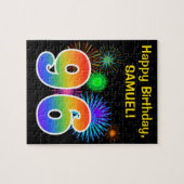 Fun Fireworks + Rainbow Pattern "96" Birthday # Legpuzzel (Horizontaal)