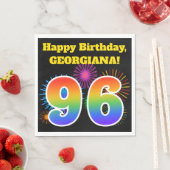 Fun Fireworks + Rainbow Pattern "96" Birthday # Servet (Insitu)