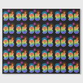 Fun Fireworks + Rainbow Pattern "96" Event Number Cadeaupapier (Vlak)