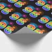 Fun Fireworks + Rainbow Pattern "96" Event Number Cadeaupapier (Hoek)