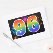 Fun Fireworks + Rainbow Pattern "96" Event Number Rechthoekige Sticker (Envelop)