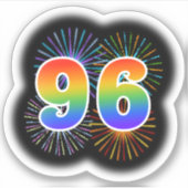 Fun Fireworks + Rainbow Pattern "96" Event # Sticker (Voorkant)