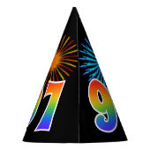 Fun Fireworks + Rainbow Pattern "97" Birthday # Feesthoedjes (Achterkant)