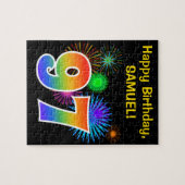 Fun Fireworks + Rainbow Pattern "97" Birthday # Legpuzzel (Horizontaal)