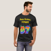 Fun Fireworks + Rainbow Pattern "97" Birthday # T-shirt (Voorkant volledig)