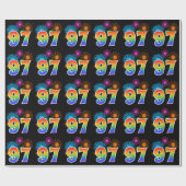 Fun Fireworks + Rainbow Pattern "97" Event Number Cadeaupapier (Vlak)