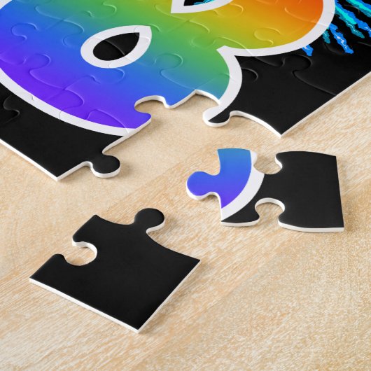 Fun Fireworks + Rainbow Pattern "98" Birthday # Legpuzzel (Zijkant)