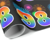Fun Fireworks + Rainbow Pattern "98" Event Number Cadeaupapier (Rol Hoek)