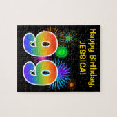 Fun Fireworks + Rainbow Pattern "99" Birthday # Legpuzzel (Horizontaal)