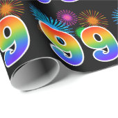 Fun Fireworks + Rainbow Pattern "99" Event Number Cadeaupapier (Rol Hoek)