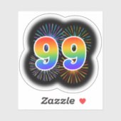 Fun Fireworks + Rainbow Pattern "99" Event # Sticker (Vel)
