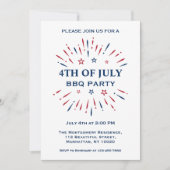 Fun Fireworks Red White Blue 4 juli BBQ Party Kaart (Voorkant)