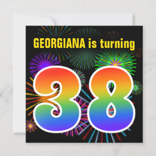 Fun Fireworks + regenboogpatroon "38" Birthday # Kaart