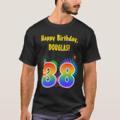 Fun Fireworks + regenboogpatroon "38" Birthday # T-shirt (Voorkant)