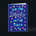 Fun First Vaderdag Card of Birthday Card Kaart<br><div class="desc">Een eerste Vaderdag-kaart met een helder gekleurd briefje,  gemaakt van een handbeschilderd papieren collage. Het binnenbericht is volledig aanpasbaar zodat u dit kunt wijzigen van een 'Eerste Vaderdag' kaart in een algemene Vaderdag of 'Verjaardagkaart' door de formulering te wijzigen.</div>