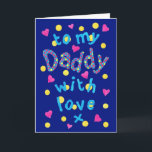 Fun First Vaderdag Card of Birthday Card Kaart<br><div class="desc">Een eerste Vaderdag-kaart met een helder gekleurd briefje,  gemaakt van een handbeschilderd papieren collage. Het binnenbericht is volledig aanpasbaar zodat u dit kunt wijzigen van een 'Eerste Vaderdag' kaart in een algemene Vaderdag of 'Verjaardagkaart' door de formulering te wijzigen.</div>