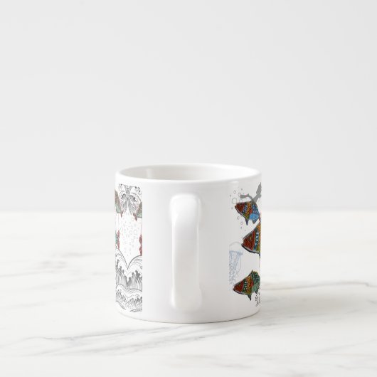 Fun Fish Mug Design using Needle Punch fish design Espresso Kop (Achterkant)