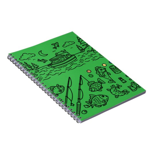 Fun Fishing Adventure Doodle Art Notitieboek (Rechterzijde)