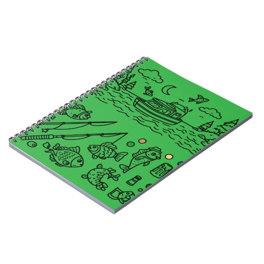 Fun Fishing Adventure Doodle Art Notitieboek (Linkerzijde)