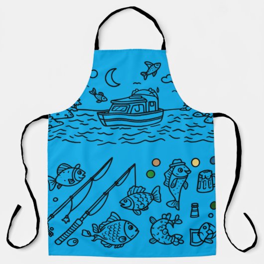 Fun Fishing Adventure Doodle Art Schort (Voorkant)